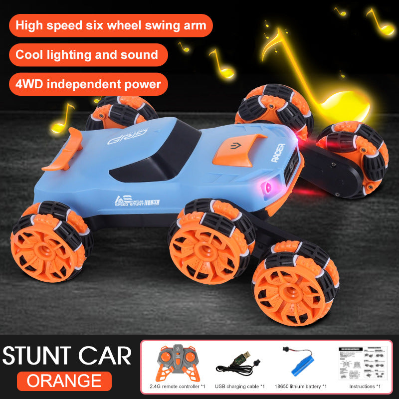 Remote Control Six-Wheel Swing Arm Stunt Car High-Speed Four-Wheel Drive Drift Off-Road Climbing Boys Rotating Deformation Remote Control Car - Memoriex 