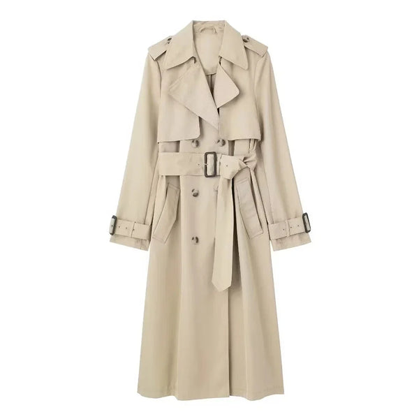 Long Trench Coat Women Double Breasted Women's Fashion Windbreakers Long Sleeve Woman Trench Coat Autumn Outerwear - Memoriex