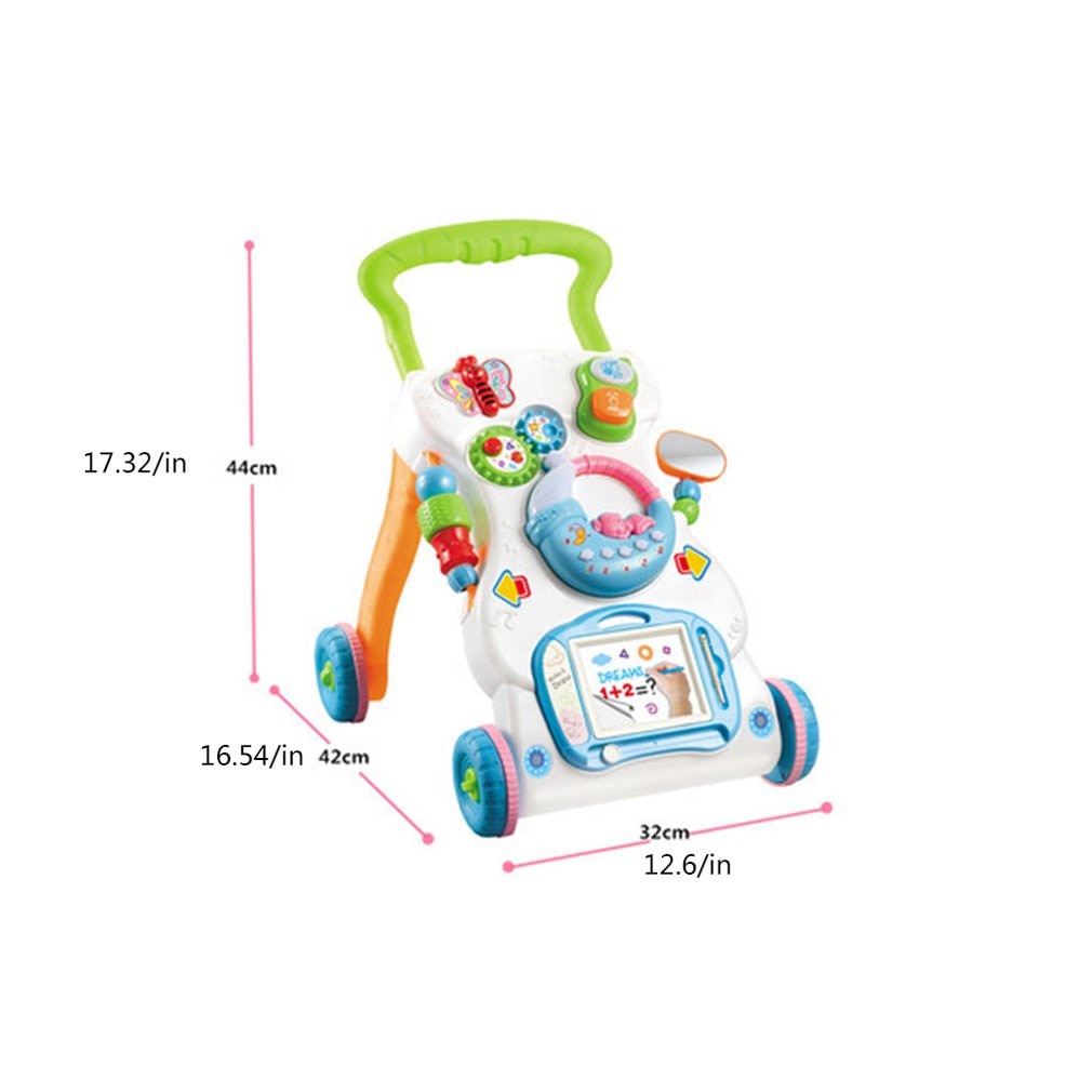 Unisex Infants' Walker Toddler Trolley Multi function Anti rollover Height Adjustable Walker Walking Teaching Cars Toys - Memoriex 