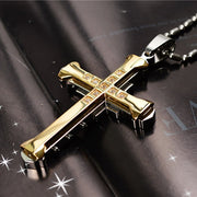 Dark Knight Same Men's Crystal Cross Pendant Silver Gold Black Dominant Pendant Necklace - Memoriex
