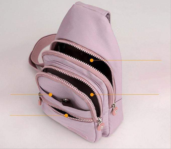 New trendy and fashionable multi-layer chest bag for women, simple and lightweight nylon fabric shoulder bag, Korean version leisure travel crossbody backpack - Memoriex 