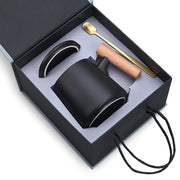 Creative Gift Personalized Ceramic Coffee Mug With Lid Spoon Rough Pottery Cup Lettering Couple Water Cup Logo - Memoriex