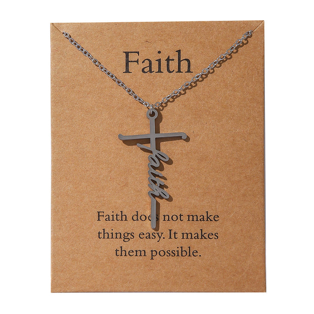 Faith Religious Gift Stainless Steel Cross Collarbone Chain Sweater Chain - Memoriex