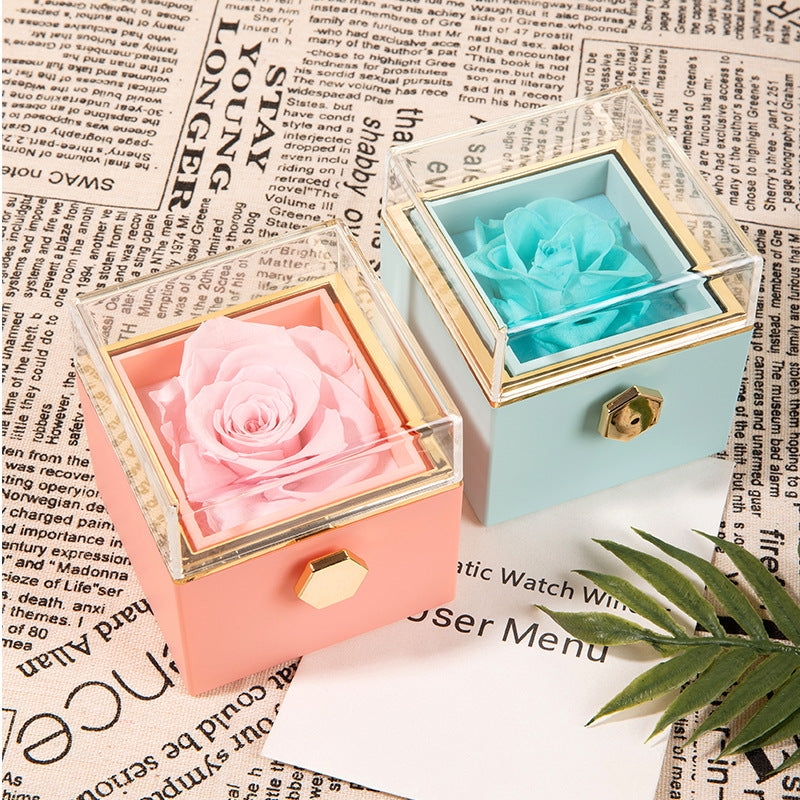 360° Flip Rose Gift Box Necklace Ring Gift Box For Women Girlfriend 2024 Hot Best Valentine Mother Day Birthday Gift Decoration