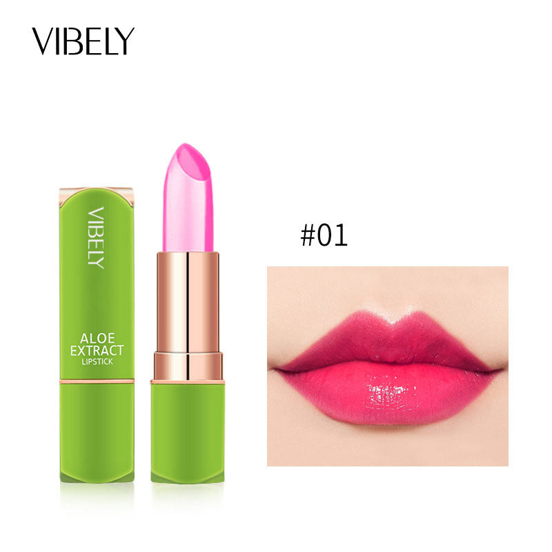 VIBELY Aloe Vera Moisturizing Moisturizing Warm Color Jelly Lipstick Lip Gloss Lip Care Lip Care Lip Balm Makeup - Memoriex 