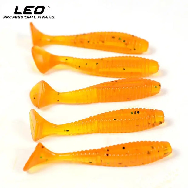 5Pcs/Bag 8cm 5.7g Silicone T Tail Brown Grub Worm Fishing Lure - Memoriex 