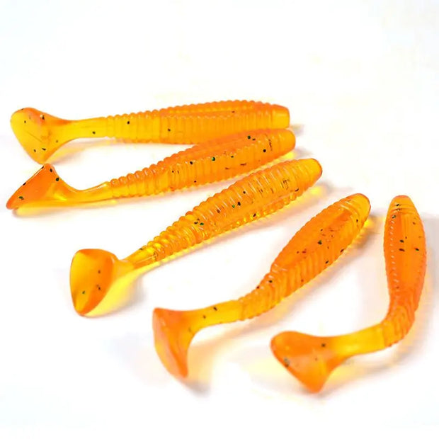 5Pcs/Bag 8cm 5.7g Silicone T Tail Brown Grub Worm Fishing Lure - Memoriex 