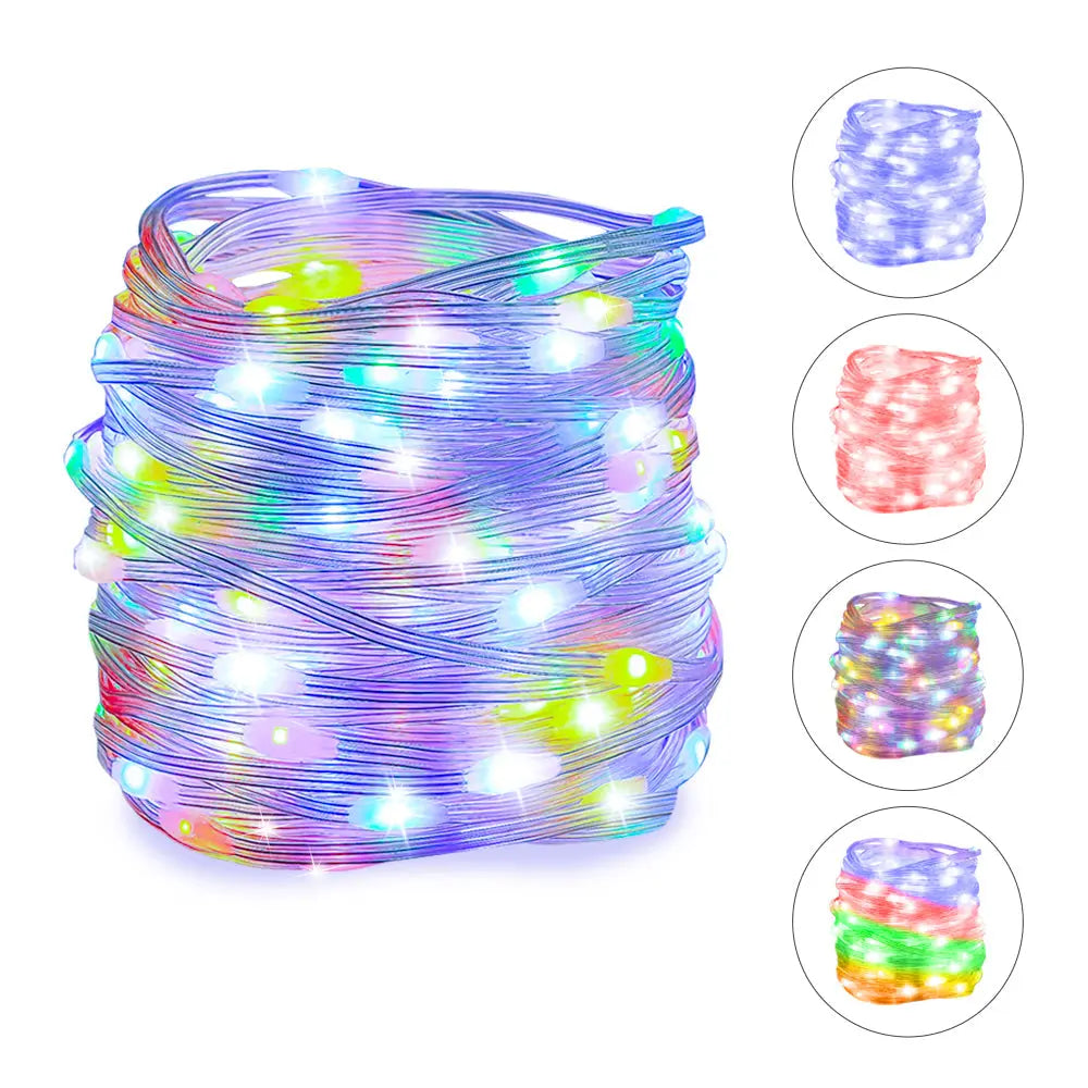 5V10CM Color Changing 32.8 FT 100 LED Christmas Pebble String Lights-1