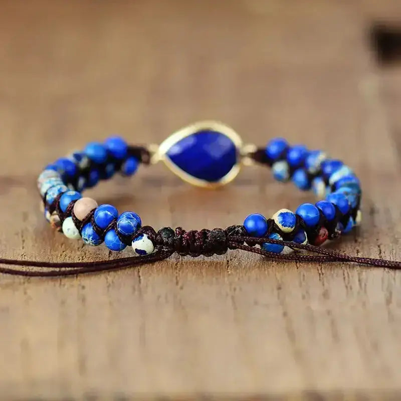 Lapis Lazuli Teadrop Charm Bracelet-1