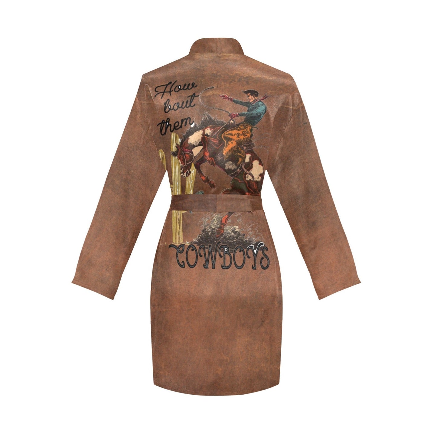 Them Cowboys Western Women's Long Sleeve Belted Satin Feel Dressing Lounge Robe by Baha Ranch Western Wear-0