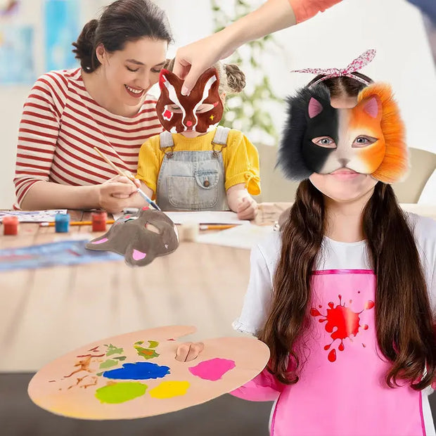 6 Sets Therian Mask Kit. Half-face paper blank masks, hand-painted cat. For DIY, masquerade, cosplay, Christmas gifts. Create un - Memoriex 