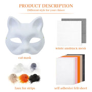 6 Sets Therian Mask Kit. Half-face paper blank masks, hand-painted cat. For DIY, masquerade, cosplay, Christmas gifts. Create un - Memoriex 