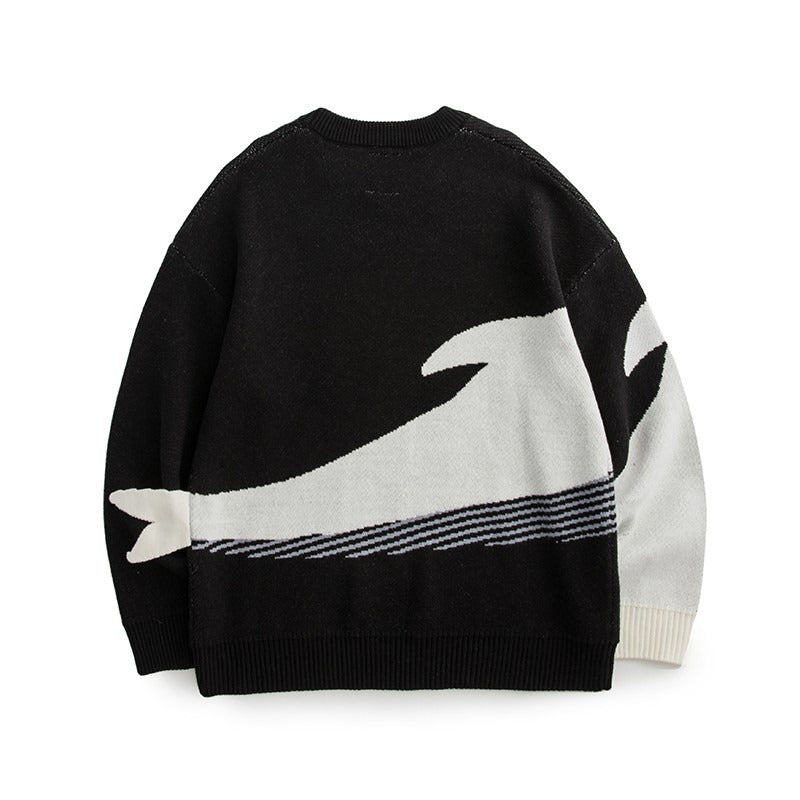 Whale jacquard knitted sweater men's pullover sweater jacket