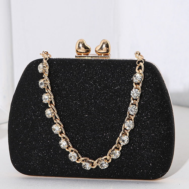 Little Love Water Diamond Chain Handheld Crossbody Small Square Bag Celebrity Banquet Handheld Bag - Memoriex 