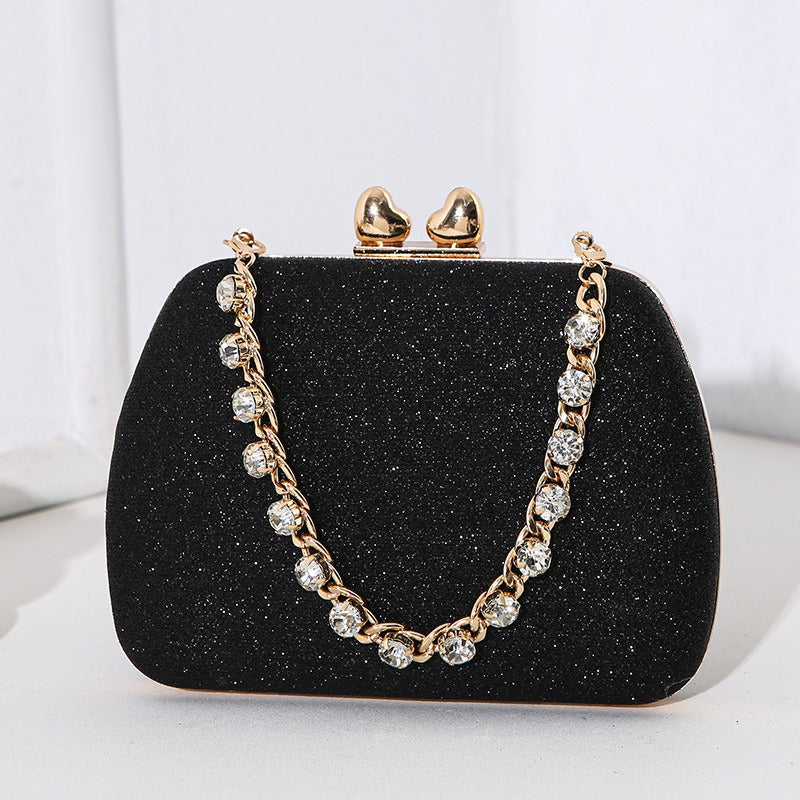 Little Love Water Diamond Chain Handheld Crossbody Small Square Bag Celebrity Banquet Handheld Bag - Memoriex 