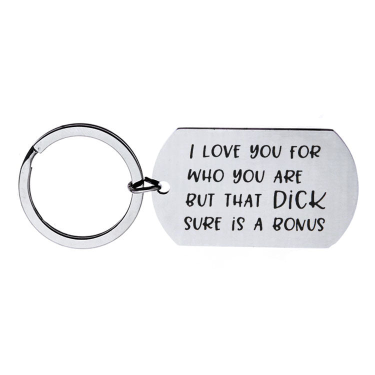 I love you for who you are..dick/pussy couple stainless steel military keychain - Memoriex