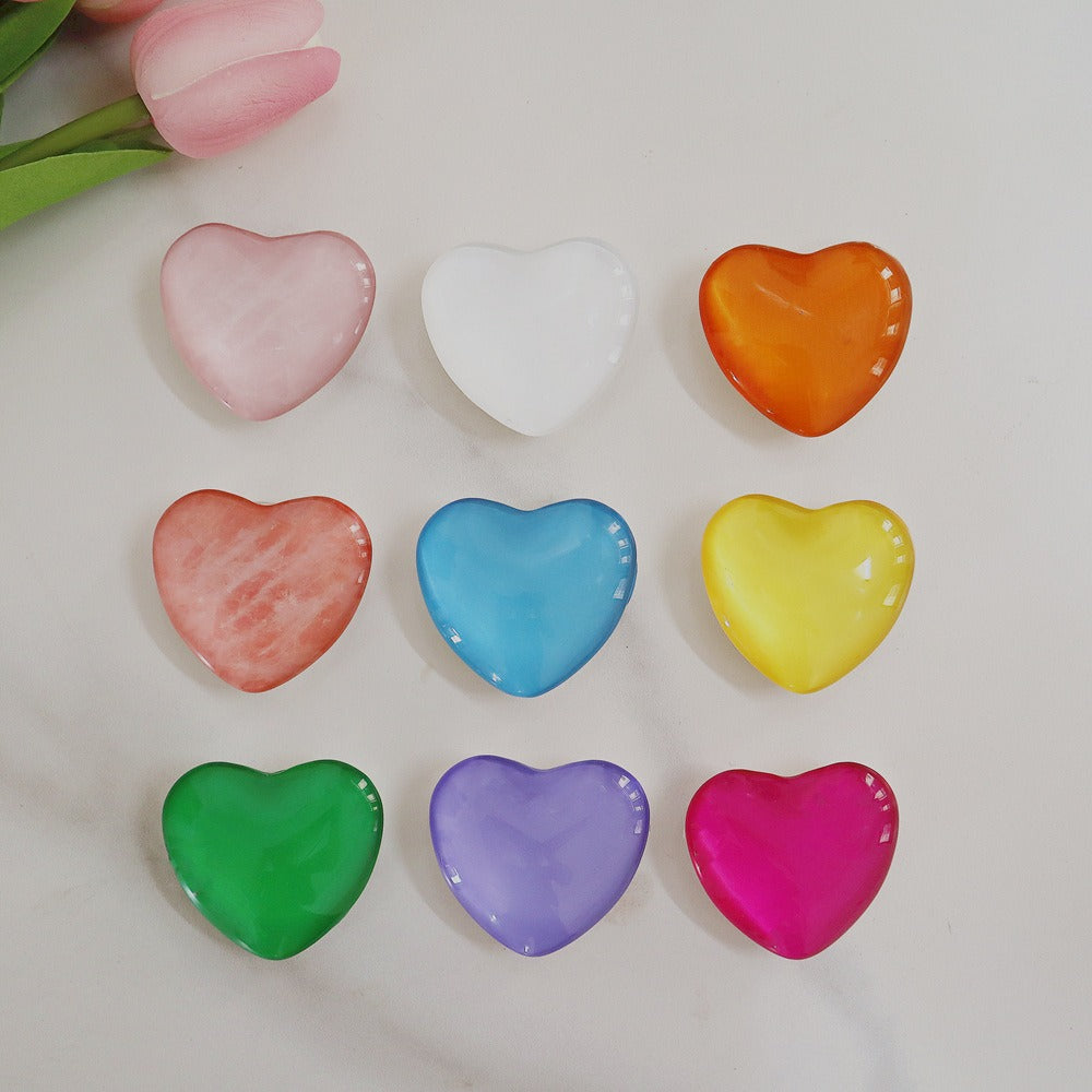 Candy colored heart-shaped stand three-dimensional heart-shaped crystal white stand cute small stand universal - Memoriex 