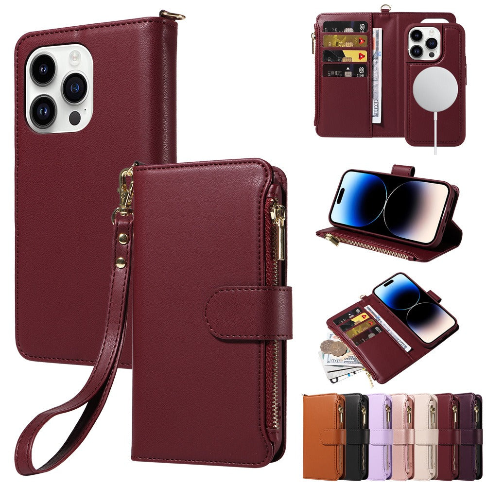 Apple 15 phone case flip wireless charging iPhone 14 phone leather case wallet style phone protection case