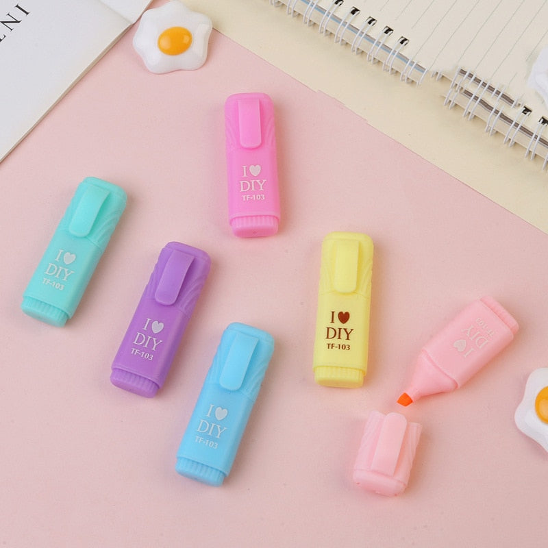 1 PCS Cute Mini Highlighter Lovely Cartoon Paint Marker Pen School Office Office Stationery Supply Capsule Vitamin Kawaii Funny - Memoriex 