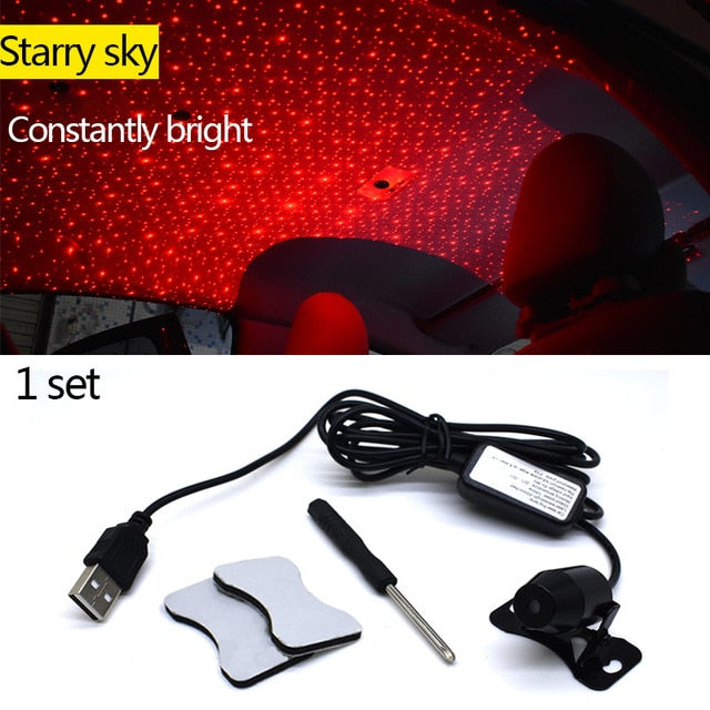 Light Projector Car Decoration Light USB LED Starry Sky Star DJ RGB Laser Projector Music Sound Remote Control Auto Car Styling - Memoriex 