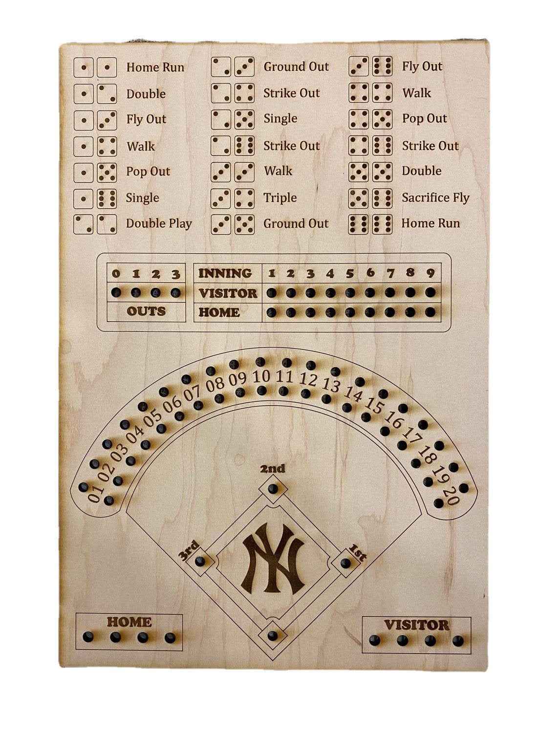 Baseball Dice Board Game Wooden Dice And Marble Board Game Interactive Double Battle Table Game Fun Sports Toy - Memoriex 