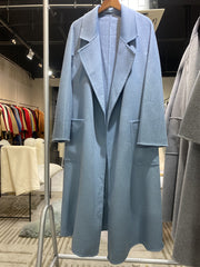 Wool coat | Water ripple double-sided cashmere coat high-end bathrobe - Memoriex