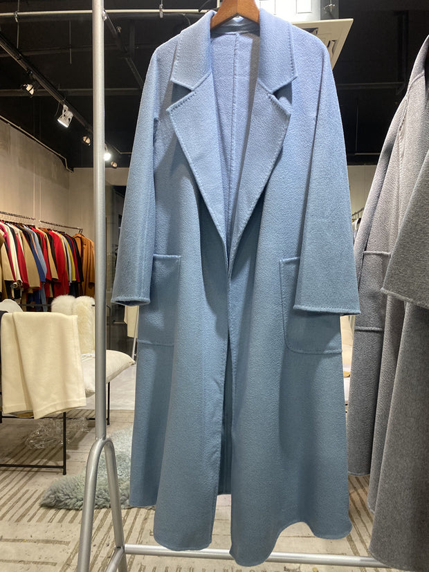 Wool coat | Water ripple double-sided cashmere coat high-end bathrobe - Memoriex