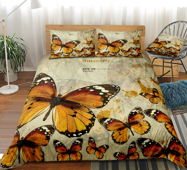 Butterfly Print Bedding Set, Duvet Cover, Sheet and Pillowcases, Soft...