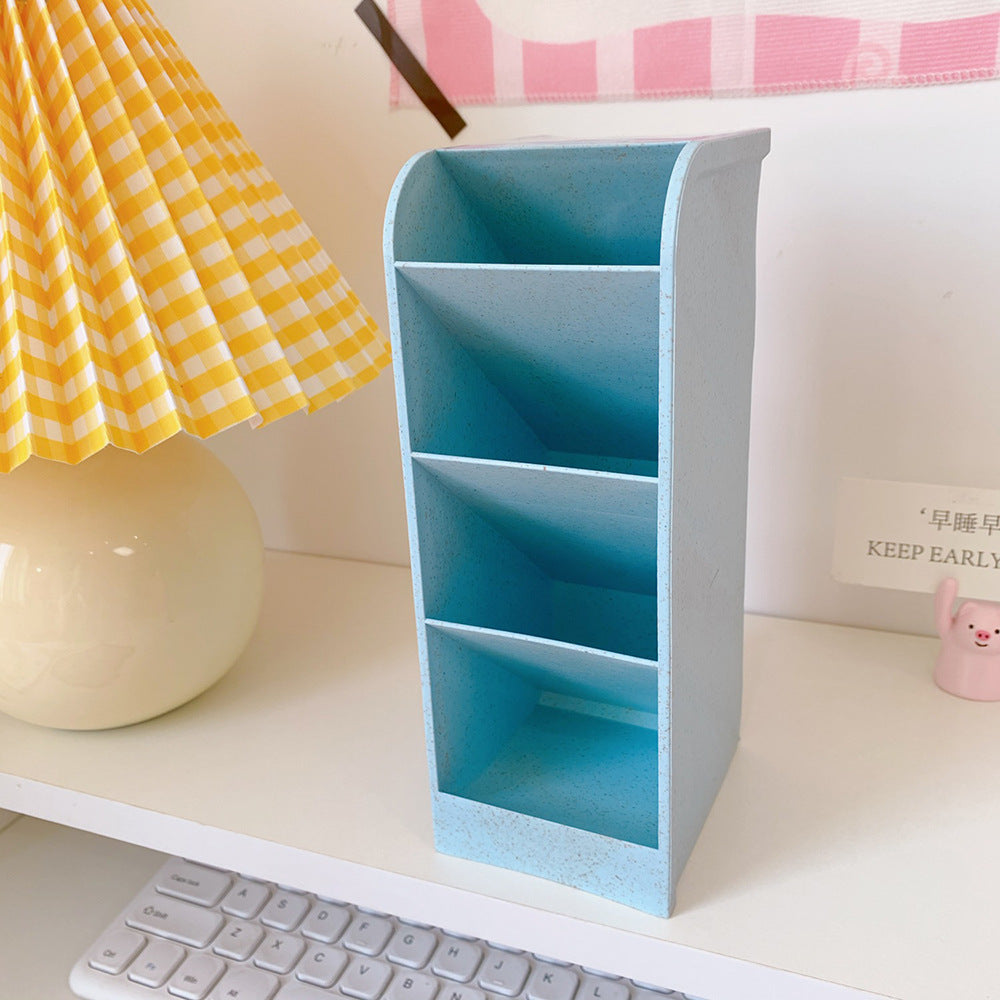 Korea Ins Girl Heart Desktop Storage Tube Simple Cartoon Four-Grid Oblique Pen Holder Makeup Brush Lipstick Storage Box - Memoriex 