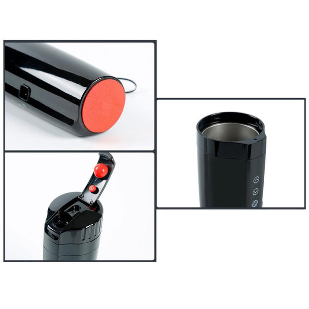 70W Real-time Temperature Vehicle Heating Cup 12V 24V Waterproof Stainless Steel Car Kettle Water Heater Car Mug Travel Kettle - Memoriex