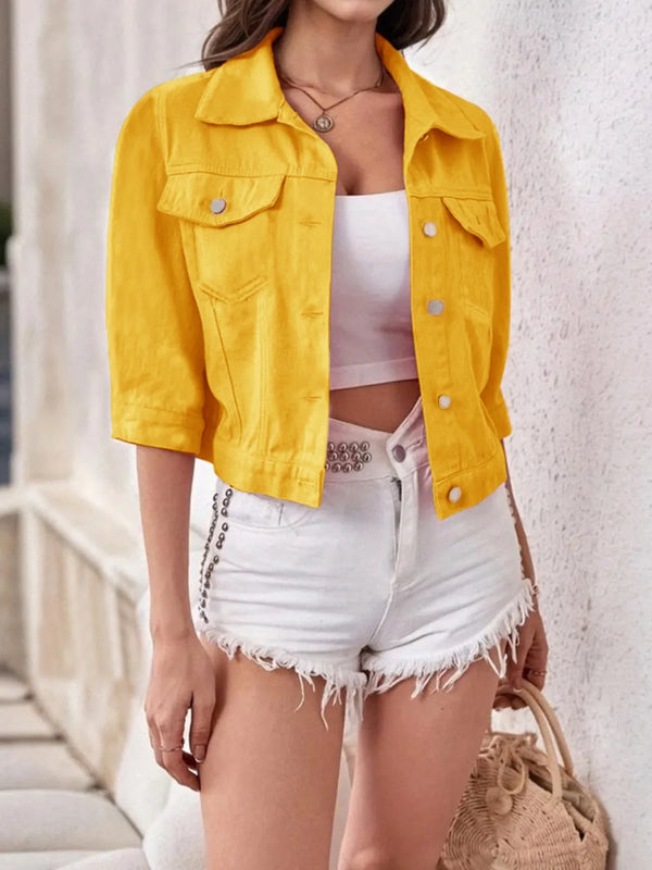 Women’s Plus-Size Cropped Denim Jacket