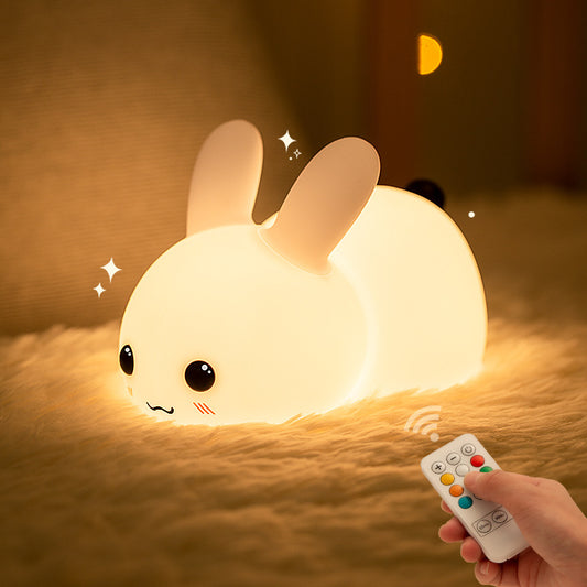 Silicone Jade Rabbit LED Night Light USB Charging Two-tone Lighting Cute Rabbit Shooting Light Children's Night Companion Sleeping Light