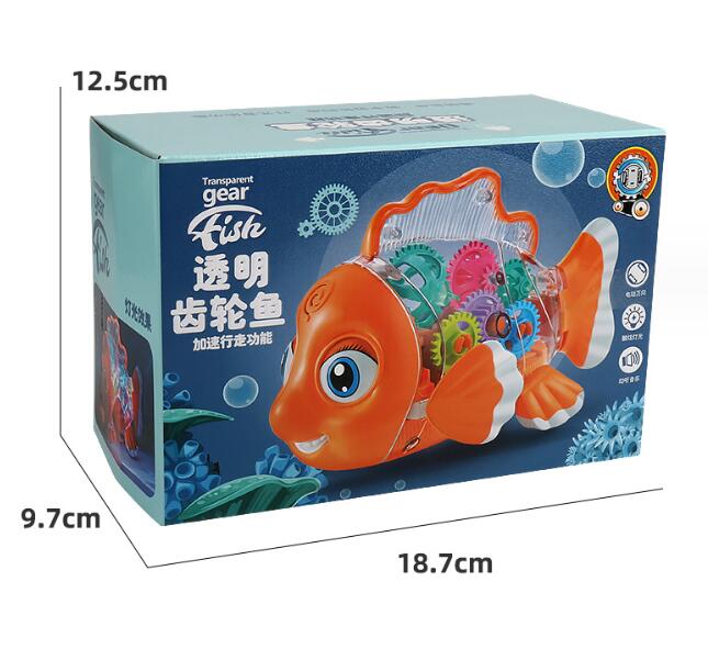 Electrical Universal Driving Walking Animal Toy Plastic Rotating Transparent Pinion Gear Fish with Dazzling Flash Light Music - Memoriex 