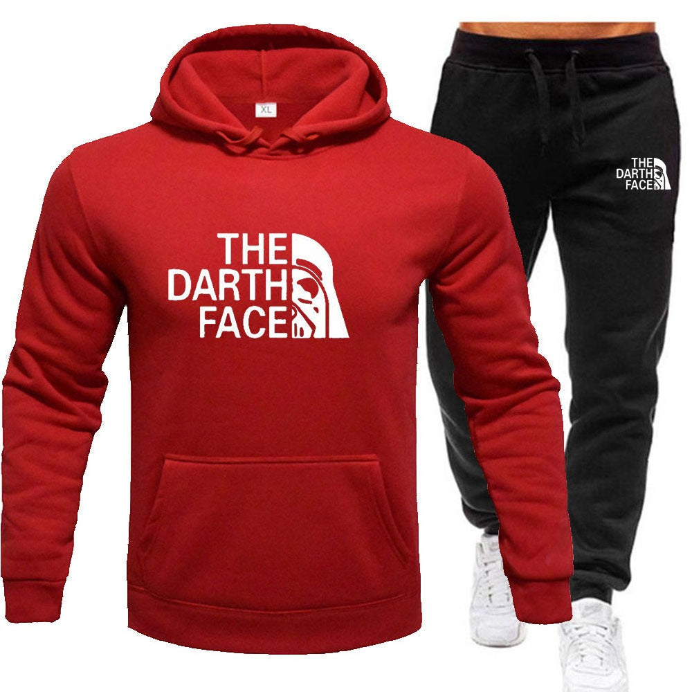 Men's sports and leisure outdoor hoodie set autumn and winter trendy printed hoodie hooded pullover