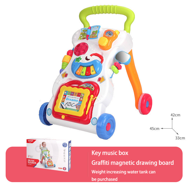 Baby Hand Push Toddler Toys Children's Music Glide Baby Anti-Rollover Multifunctional Walker - Memoriex 