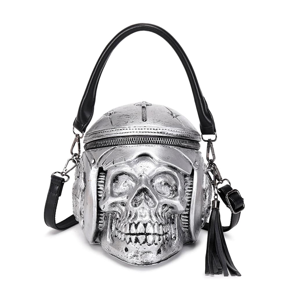 3D Backpack, Fashion 3D Skull With Helmet And Earphone Cross Body Handle Shoulder Bag-4