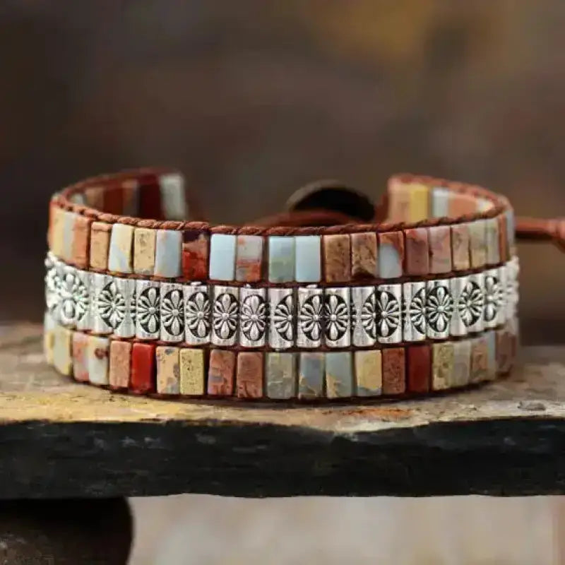 Earth Antique Statement Wristband Bracelet-2