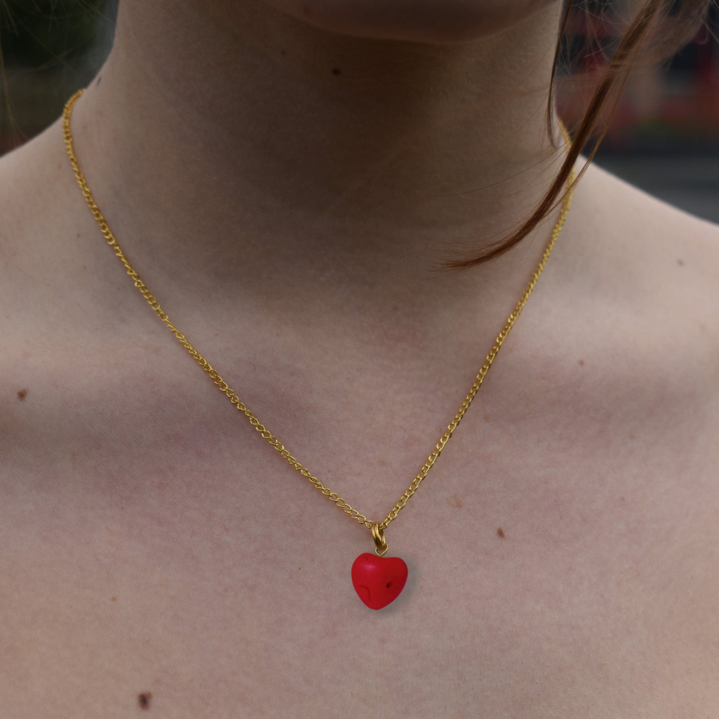 Red Heart Necklace, Heart Pendant -2