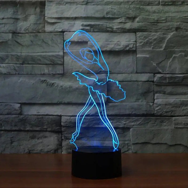7 Color Changing Visual Ballet Dancer 3D LED Nightlight Table Lamp Sleep Light For Home Girl Bedroom Bedside Decoration Gifts - Memoriex 