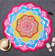 Tassel Indian Toalla Mandala Tapestry Beach Towel Sunblock Round Bikini Cover-Up Blanket Lotus Bohemian Yoga Mat - Memoriex