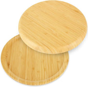 Bamboo Round Serving Platter & Terracotta Wooden Tray 25 cm-1