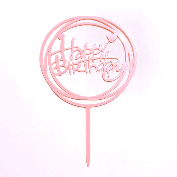 Acrylic Card Insert Happy Birthday Cake Decorating Insert Double Mirror Card Baking Holiday Flag - Memoriex