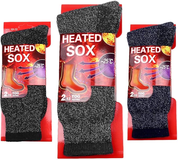 Mens Winter Warm 2.13 Tog Heated Thermal Socks - Pack of 3-4