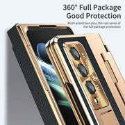 Samsung zfold 5 phone case FOLD4 folding screen flat hinge plain leather all inclusive anti fall protective case W22 is suitable - Memoriex
