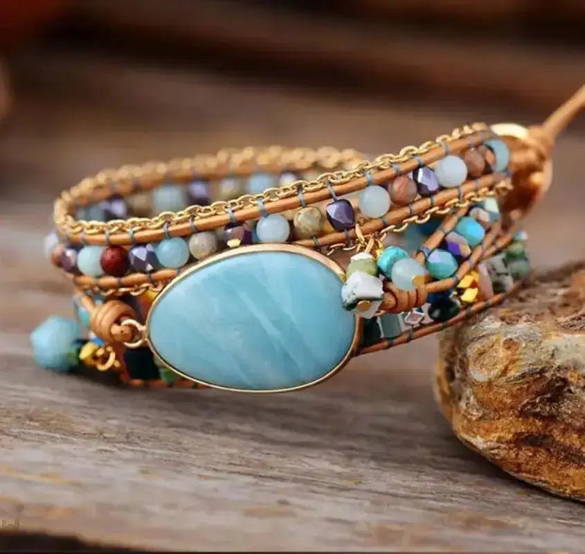 Amazonite Statement Wrap Bracelet-5