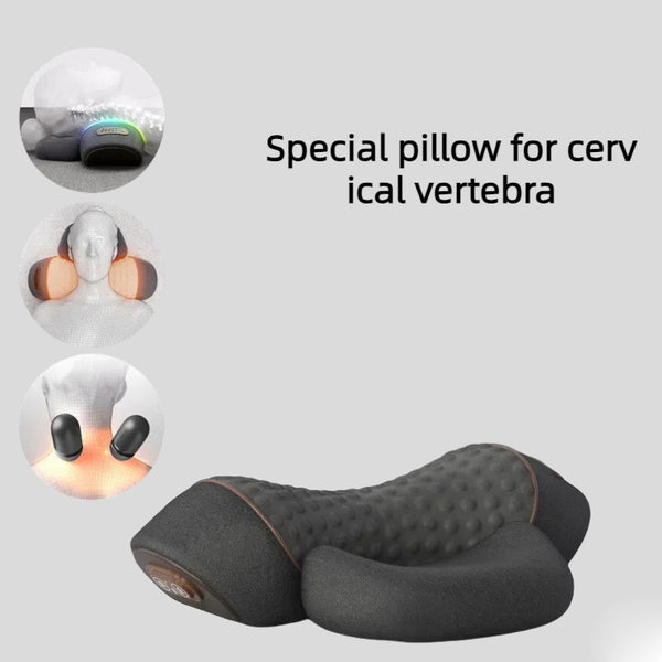 Heated Massage Neck Pillow with Vibration and Adjustable Lift, Memory Foam, 3 Heat Settings
