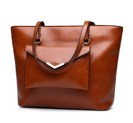 Oil wax leather mother bag two-piece handbag shoulder bag ladies bag