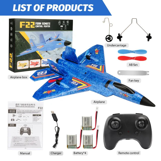 RC Flugzeug F22 raptor Hubschrauber Fernbedienung flugzeug 2,4G Flugzeug Fernbedienung EPP Schaum flugzeug Kinder spielzeug - Memoriex 