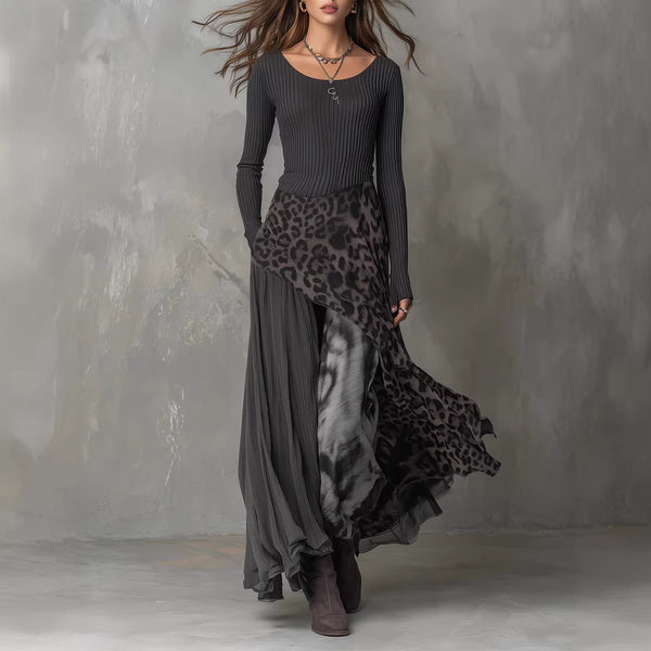 Long Sleeve Printed Maxi Dress