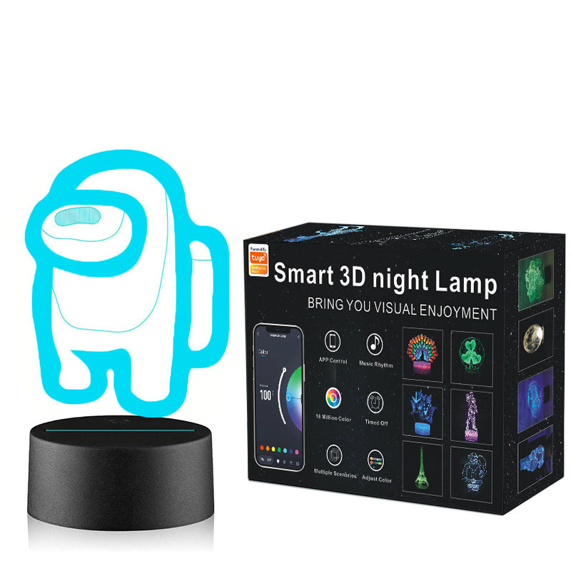 Tuya Smart App Remote Control RGB Colorful Table Lamp LED Acrylic Animation Dimming Color 3D Night Light